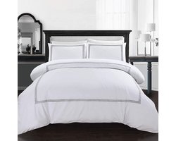 Dekbedovertrek Hotel Kwaliteit 200TC - Zacht en Ademend Beddengoed Set met Kussenslopen - Wit - Single