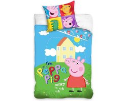 Dekbedovertrek I am Peppa Pig 140 x 200 cm katoen 60 x 63 cm