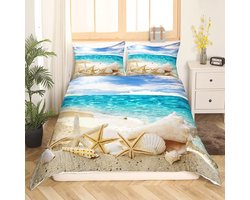 Dekbedovertrek in zeestervorm en schelpen voor kinderen en volwassenen - Superzacht en ademend, 200x200cm