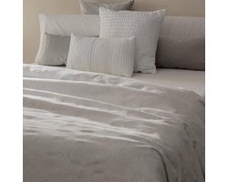 Dekbedovertrek Jacquard - Katoen Polyester Hoes - Comfortabel Slapen - Extra Lengte Instopstrook - 220 x 220 cm - Steen