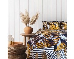Dekbedovertrek Katoen Satijn Tropical Gold - Lits Jumeaux 240x200/220 cm + 2 Kussenslopen