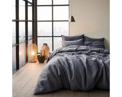 Dekbedovertrek Katoen - Vintage Stone Washed - Antraciet