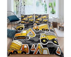 Dekbedovertrek Kinderen - Beddengoed Set - Slaapkamer Decoratie - Beton Vrachtwagen Patroon - Kingsize - Meerkleurig