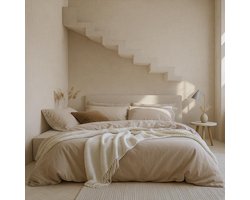 Dekbedovertrek - Linnen - Halflinnen - Naturel - Lits-jumeaux - 240 x 200/220 cm + 2 kussenslopen - Dreamers Den