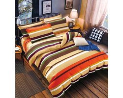Dekbedovertrek Lits-Jumeaux 240 x 220cm Micropercal Orange Lines