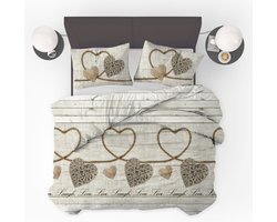Dekbedovertrek Live Laugh Love - 240x200/220cm + 2 kussenslopen - 100% Microperkal