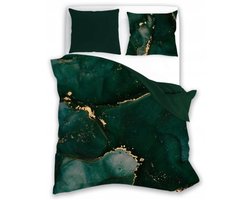 Dekbedovertrek Marmer Groen - katoen - eenpersoons - 140x200 + 70x90 cm