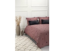 Dekbedovertrek met klittenband - rood dekbedovertrek - 100% katoen - dekbedovertrek met kussensloop - 200 x 220 cm + 20 cm Instopstrook – Totale Lengte 200x240 - tweepersoons dekbedovertrek