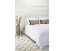 Dekbedovertrek met klittenband - wit dekbedovertrek - 100% katoen - dekbedovertrek met kussensloop - 140 x 220 cm + 20 cm Instopstrook – Totale Lengte 140x240 cm - eenpersoons dekbedovertrek