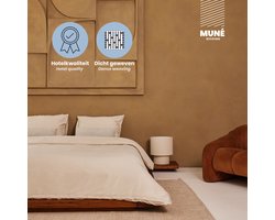 Dekbedovertrek met rits - Hotelkwaliteit Katoen Satijn 300 TC - 140x220 cm + 1 kussensloop 60x70 cm - Zand beige - Muné Bedding