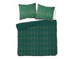 Dekbedovertrek Microvezel 160x200 Groen Art Deco Goud