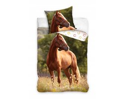 Dekbedovertrek Paard in Weide 140x200 cm, 100% Katoen