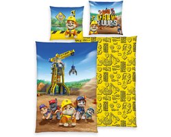 Dekbedovertrek Paw Patrol Rubble and Crew 135x200 cm incl 1 sloop 80x80 cm