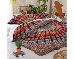 Dekbedovertrek Peacock Feather Mandala | Boho Quilt Cover Queen Size