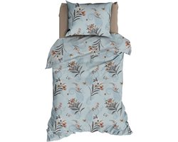 Dekbedovertrek – Romanette - Blauw – Bloemenprint – 100% Katoen Satijn - 140x220 cm - 1-persoons