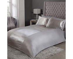 Dekbedovertrek Satijnen Streep Luxe Zacht Effen met Kussenslopen - Super King (220 cm x 260 cm)
