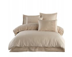 Dekbedovertrek Set 220x200cm Katoen Satijn met Kant - Beige