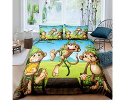 Dekbedovertrek Set 3D Aap Banana Dierentuin Beddengoed Set Tweepersoons Maat Kinderen Jongens Meisjes Safari banaan rotan Dekbedovertrek Set schattig dier