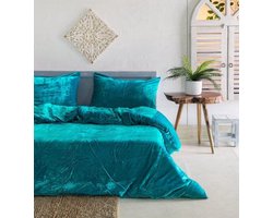 Dekbedovertrek Set - Beddengoed Fluweel - Slaapkamer Decoratie - Verborgen Ritssluiting - 200 x 200 cm - Aqua Blauw