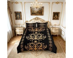 Dekbedovertrek set - Beddengoed Jacquard - Slaapkamer Decoratie - Verborgen Ritssluiting - Dubbel formaat - Zwart Goud