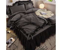 Dekbedovertrek set - Beddengoed met ruches - Comfortabel slapen - Met bedrok - Queen 200x230cm - Effenn