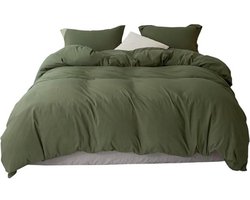 Dekbedovertrek Set - Beddengoed Set - Comfortabel Slapen - OEKO-TEX Gecertificeerd - Queen Size 90x90 - Legergroen