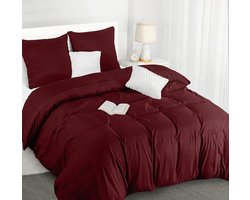Dekbedovertrek Set - Beddengoed Set - Comfortabel Slapen - Zachte Microvezel - 200x200cm - Bordeaux