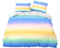 Dekbedovertrek set - Beddengoed set - Kamer decoreren - Levendige 3D print - Dubbel 200x200 cm - Regenboog