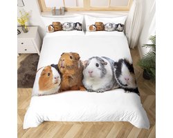Dekbedovertrek Set - Beddengoed Set - Slaapkamer Decoratie - 3D Cavia Print - 200x200 cm - Meerkleurig
