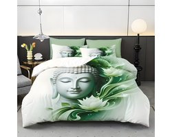 Dekbedovertrek Set - Beddengoed Set - Slaapkamer Decoratie - 3D Steen Beeld Patroon - 155x220cm + 80x80cm - Groen