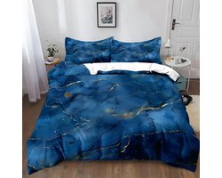 Dekbedovertrek Set - Beddengoed Set - Slaapkamer Decoratie - Abstract Marmer Patroon - 135x200 cm - Blauw
