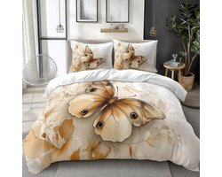 Dekbedovertrek set - Beddengoed set - Slaapkamer decoratie - Dubbelzijdig design - 240x260 cm - Beige