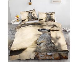 Dekbedovertrek Set - Beddengoed - Slaapkamer Decoratie - Verborgen Rits - 135x200cm - Hout Steen