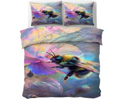 Dekbedovertrek Set - Kinderbeddengoed - Slaapkamer Decoratie - Verborgen Ritssluiting - 120x150cm - Bijen en bloemen