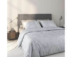Dekbedovertrek Set - Mat Katoen Satijn - Safari Zilver Grijs - Luxe Beddengoed - Stijlvol Design voor Een Comfortabele Nacht - Zachte en Duurzame Materialen - Verrijk de Sfeer van Jouw Slaapkamer - 2 Persoons 200x200/220 - Zilver Grijs
