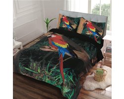 Dekbedovertrek Set -Papegaai-Tweepersoons-200x200/220-cm + 2 kussenslopen 60x70cm-Multi kleuren