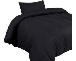 Dekbedovertrek Set - Zachte Microvezel Dekbedovertrek 135x200cm met Kussensloop 50x75cm - Beddengoed Dekbedovertrek Set - Zwart