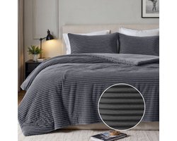 Dekbedovertrek Teddy Rib - Antraciet