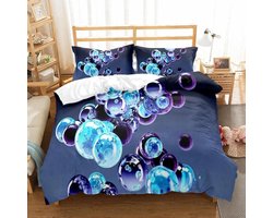 Dekbedovertrek tweepersoons beddengoed met blauwe glazen bolletjes, eenpersoons Koala dekbedovertrek 200 x 200 cm met ritssluiting, hypoallergeen dekbedovertrek met 2 kussenslopen voor