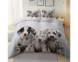 Dekbedovertrek Tweepersoons - Beddengoed Set - Slaapkamer Decoratie - 3D Print Ontwerp - 240 x 260 cm - Dalmatiër