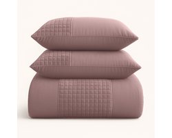 Dekbedovertrek Velvet Border - Roze - Luxe Comfort - Stijlvol - Zachte stof - Inclusief Kussenslopen - Duurzaam materiaal- tweepersoons- 200x200/220 cm - inclusief 2 kussenslopen - 30 dagen proefslapen