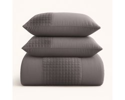 Dekbedovertrek Velvet Border - Taupe - Luxe Comfort - Stijlvol - Zachte stof - Inclusief Kussenslopen - Duurzaam materiaal- tweepersoons- 200x200/220 cm - inclusief 2 kussenslopen - 30 dagen proefslapen