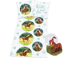 Dekbedovertrek Veulen - 135x200 cm - 100% katoen - eenpersoons - inclusief waterschudbol