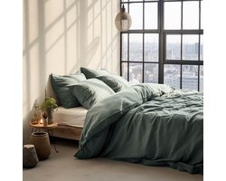 Dekbedovertrek Vintage Stone Washed - Groen