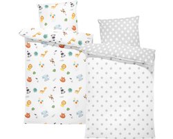 Dekbedovertrek voor ledikant baby 100x135 cm 2 stuks - Katoen dekbedhoes voor kind bed Set Dekbedzak 100 x 135 cm En Kussensloop 60 x 40 cm Oeko-Tex