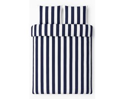 Dekbedovertrek - Vt wonen - Marineblauw dekbed - Tweepersoons - Dekbedovertrek 240 x 200/220 cm - Witte strepen - Dekbed