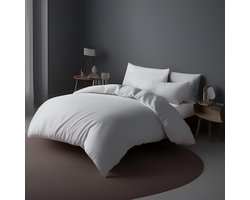 Dekbedovertrekset 155x220 cm Zilver Microvezel met 2 Kussenslopen - Hotelkwaliteit en Hypoallergeen