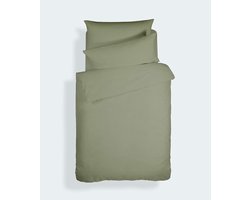Dekbedovertrekset - Beddengoed katoen - Slaapkamerinrichting - 200 draads percale - 160x220cm 50x80cm - Legergroen