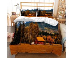 Dekbedovertrekset Boerderij - Beddengoed set - Slaapkamer decoratie - 3D Herfst Landschap - 135x220 cm - Boerderij