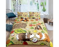 Dekbedovertrekset Cavia - Beddengoed Set - Slaapkamer Decoratie - Verborgen Ritssluiting - 230x220 cm - Multicolor